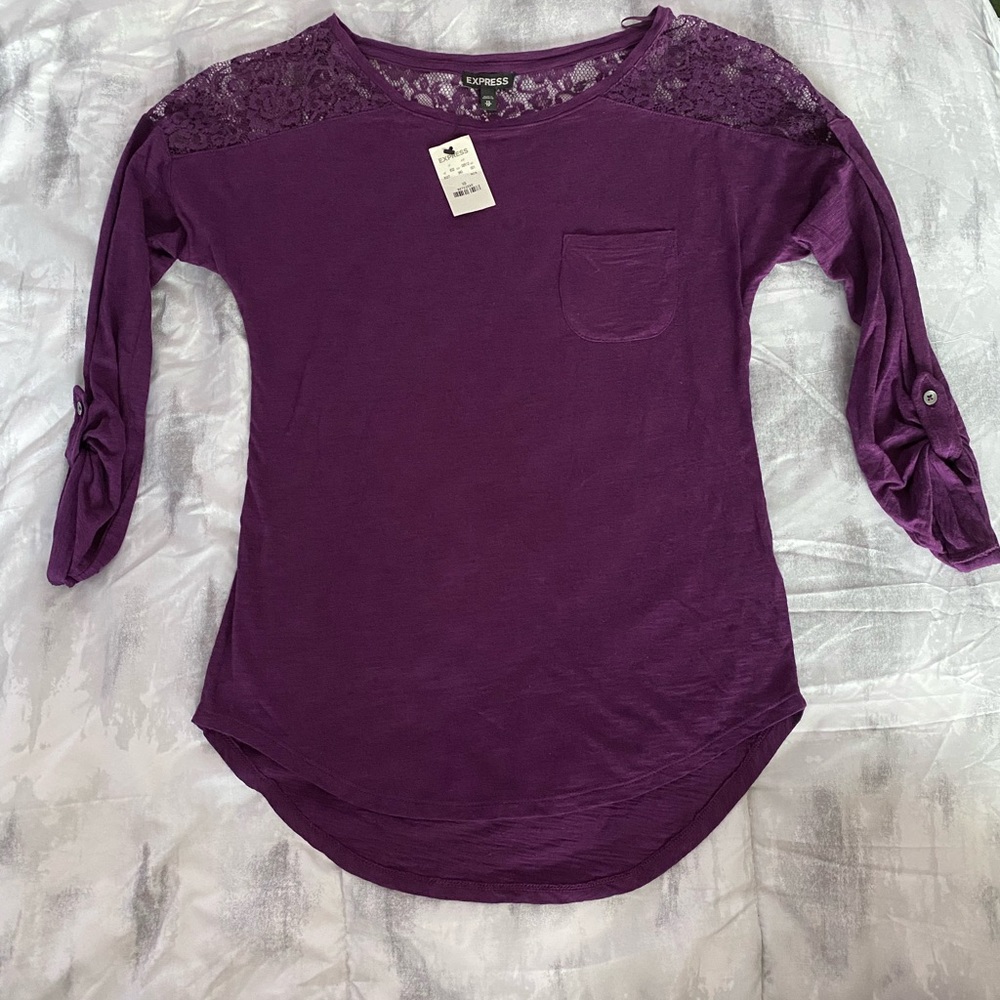 Express Purple Blouse w/ Lace